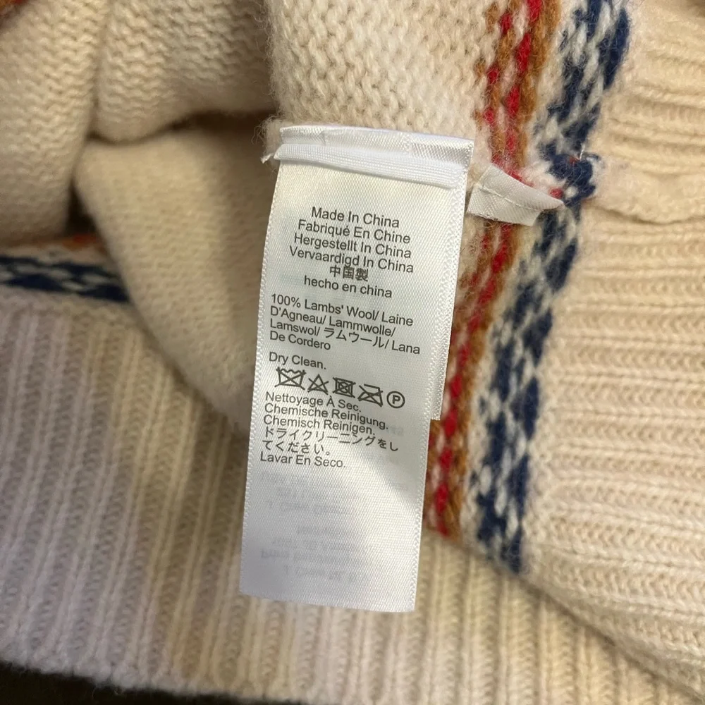 M26 J. Crew Mens Lambswool Fair Isle Yoked Crewneck Sweater